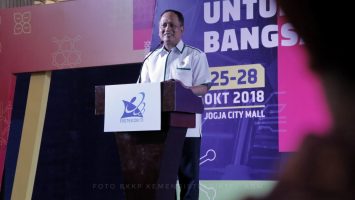 Perguruan Tinggi Menristekdikti Mohamad Nasir saat pembukaan I3E di Yogyakarta