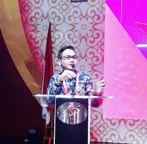Dosen Unindra PGRI Jakarta, Nicky Rosadi, S.S., M.Pd., saat menjadi salah satu peserta Kongres Bahasa XI, 28-31 Oktober 2018, Jakarta. (Sumber Foto: dokumentasi Nicky Rosadi)
