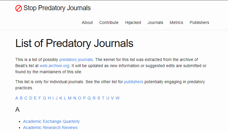 cara mengetahui jurnal predator dengan melihat list of predatory journal