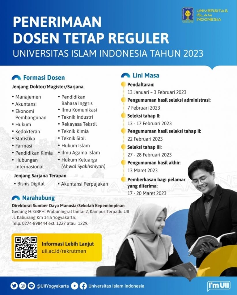 Rekrutmen Dosen UII 2023