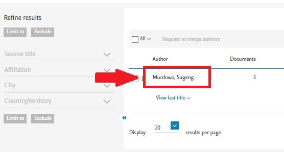 Hasil pencarian Author di situs Scopus