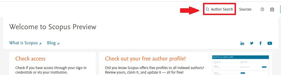 Menu “Author Search” di halaman utama Scopus